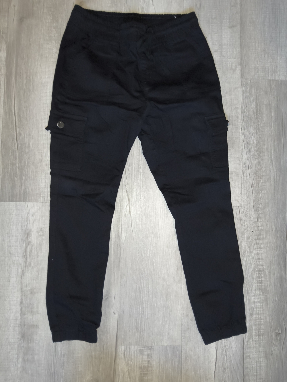 Women's Black Cargo Jogger Pants with Elastic Cuffs
